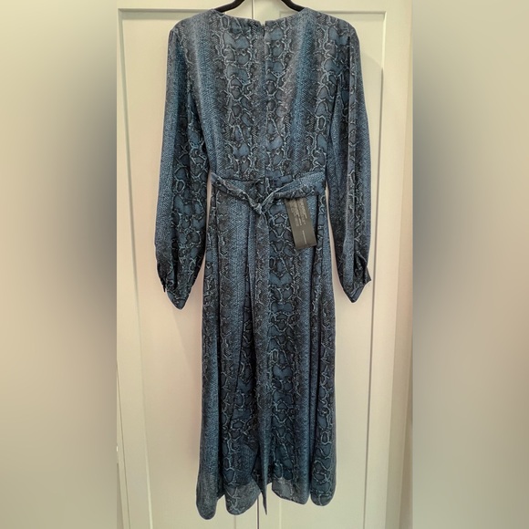 COPY - BCBGMAXAZRIA NWT Pacific Blue Snake Print Satin Midi Dress - Picture 4 of 8